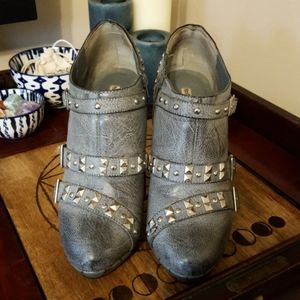 Not Rated Gray Studded Stiletto Booties